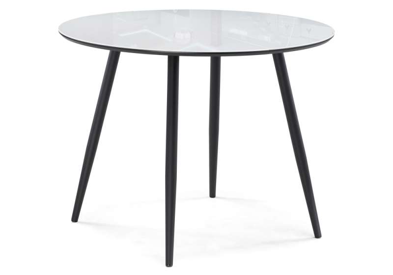 Стол стеклянный Абилин 100(140)х100х76 ультра белое стекло / черный / черный матовый (100x76). 