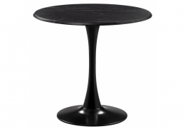 Стол деревянный Тулип 80х73 мрамор черный / черный (80x73)