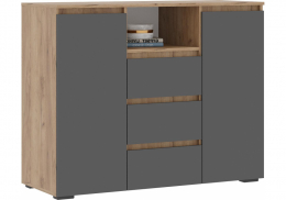 Комод Элла КМ 01 серый графит 0162 / дуб крафт золото (120,2x46x95,8)