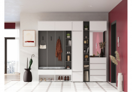 Прихожая Роут белый / графит комплектация 3 (243,4x44x217,6)